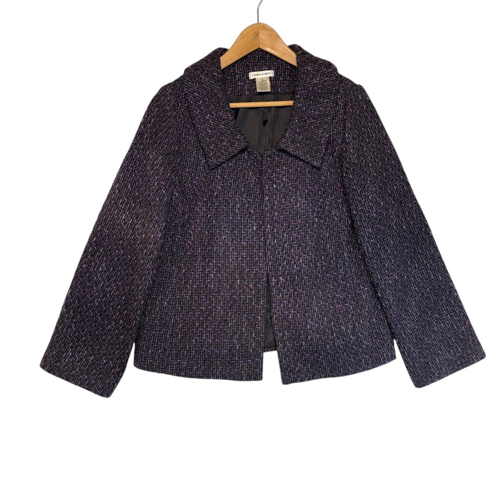 VTG Laura Ashley Tweed Blazer Jacket Textured Career Preppy Classic Girly Boss M